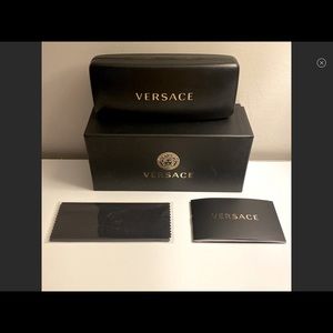 Versace sunglass case, box and cloths.